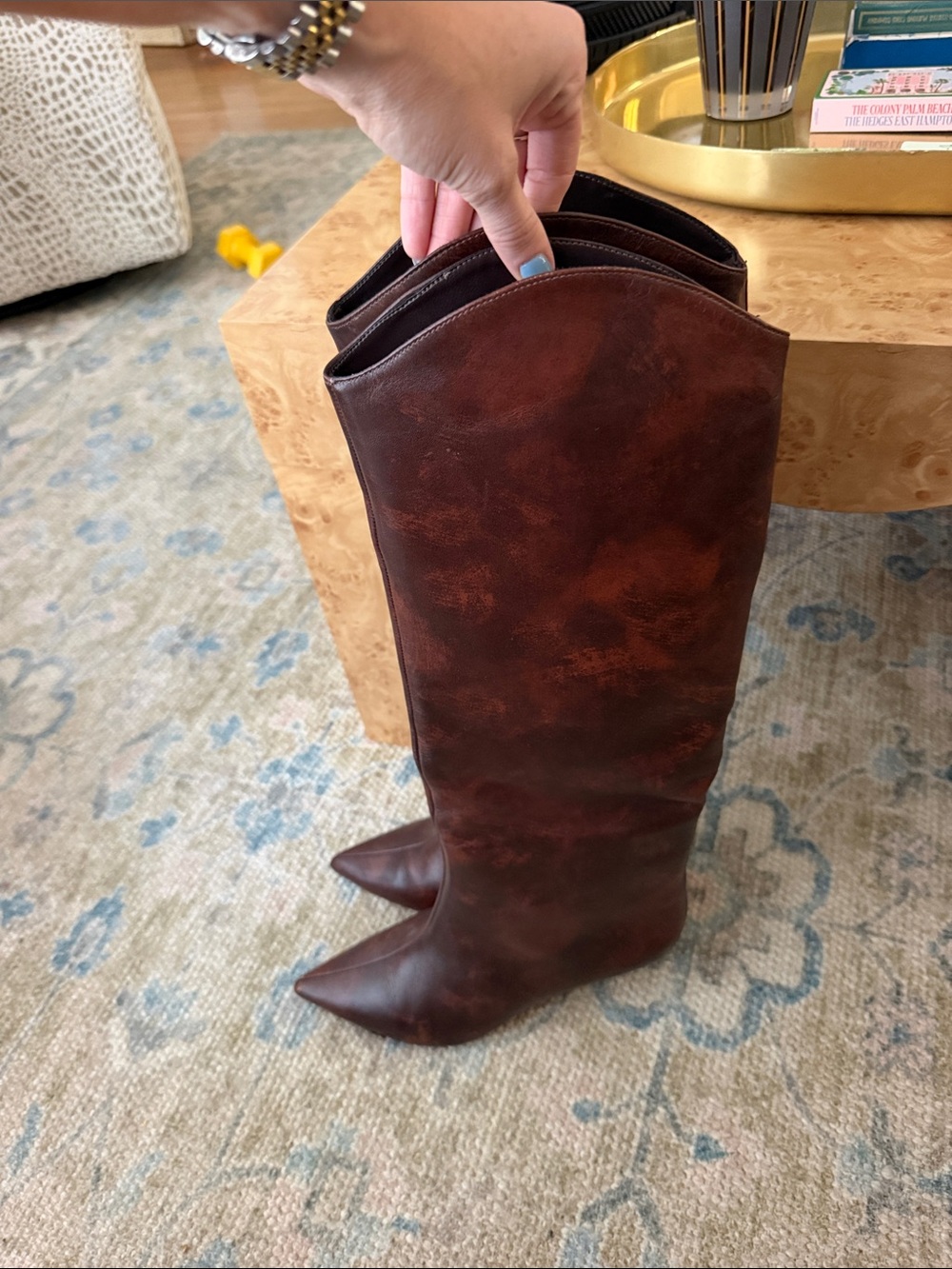 SCHUTZ Maryana Lo Leather Boots - Size 8.5 Kitten Heel Boot - Picture 3 of 6